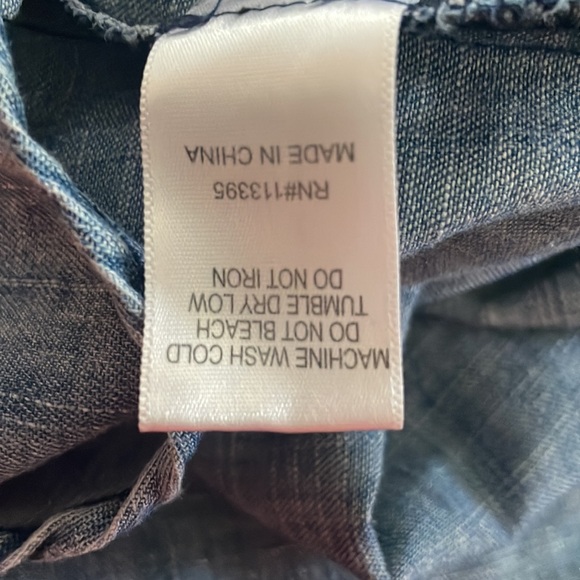 EN CRÈME partial snap front distressed top tunic dress distressed denim EUC - Picture 8 of 8